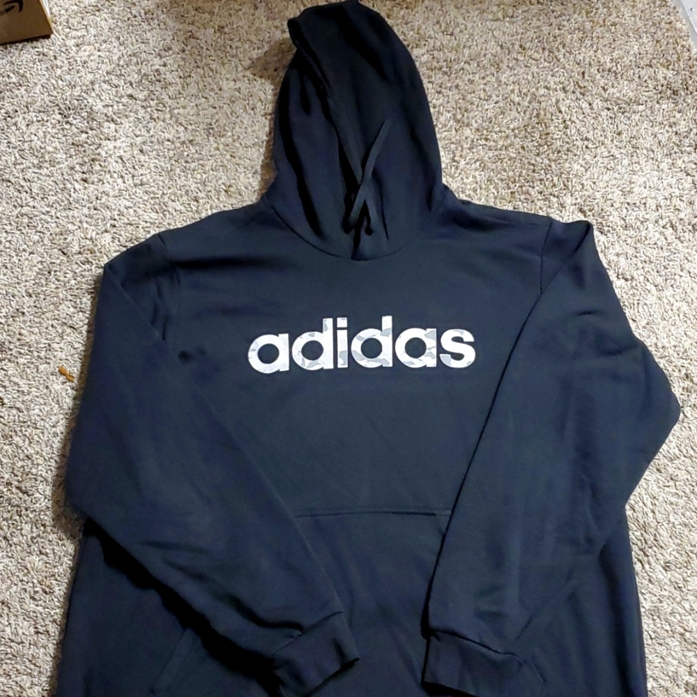 Adidas Hoodie Sweatshirt Black with Gray Camo Like NEW💠